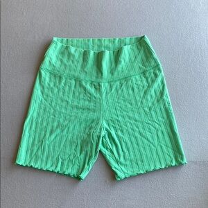 Green Women's aerie athleisure cotton elastane mix High-Waisted Shorts yoga